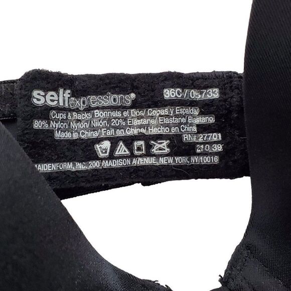 NEW Self Expressions By Maidenform I Fit Demi Bra 36C Black Underwire Padded - Picture 2 of 2